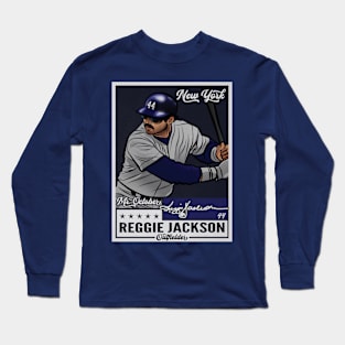 Reggie Jackson New York Y Throwback Card Long Sleeve T-Shirt